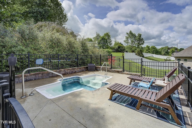 1 Celebration Ct, Johnson City, TN 37601 - view of pool with a hot tub, a patio, and a fenced backyard