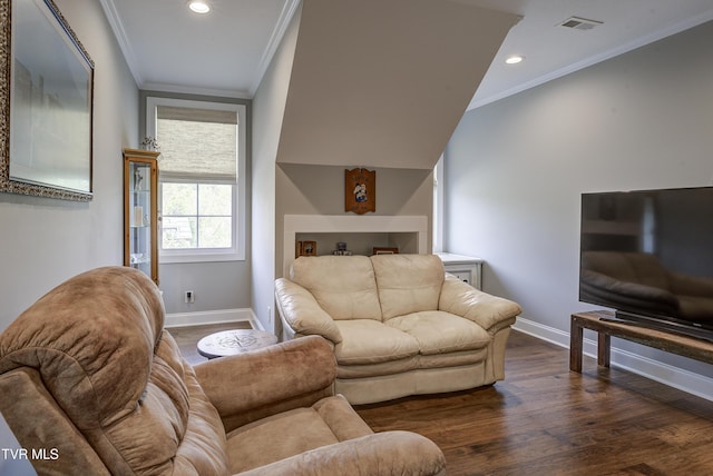 1 Celebration Ct, Johnson City, TN 37601 - living room with baseboards, crown molding, recessed lighting, and dark wood finished floors