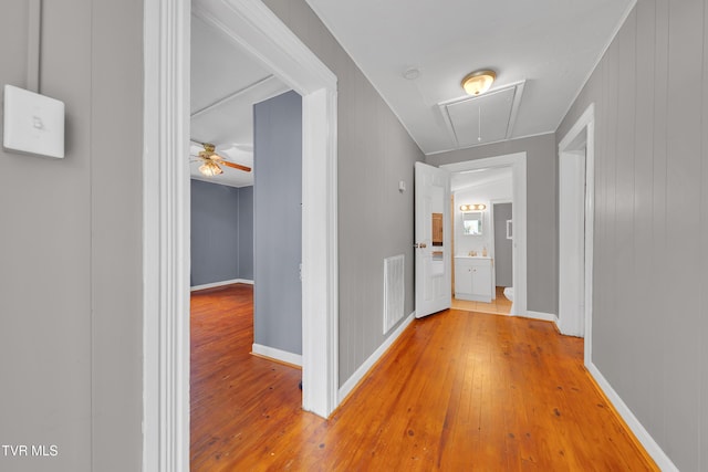 382 Texas Ave, Bristol, VA 24201 - hallway featuring attic access and hardwood / wood-style floors