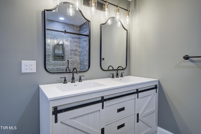 403 Catawba St, Erwin, TN 37650 - bathroom featuring double vanity and a shower stall