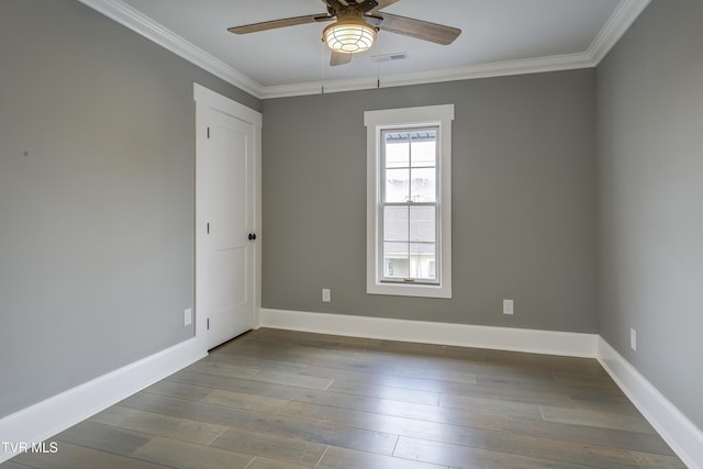 403 Catawba St, Erwin, TN 37650 - empty room featuring ceiling fan, crown molding, wood-type flooring, and baseboards