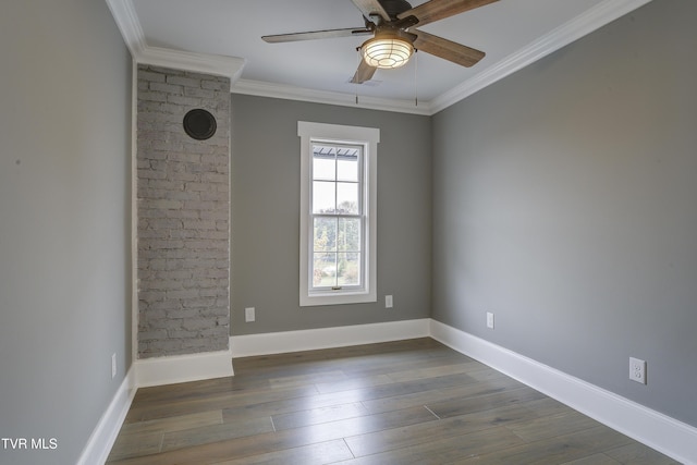 403 Catawba St, Erwin, TN 37650 - empty room with a ceiling fan, crown molding, wood finished floors, and baseboards