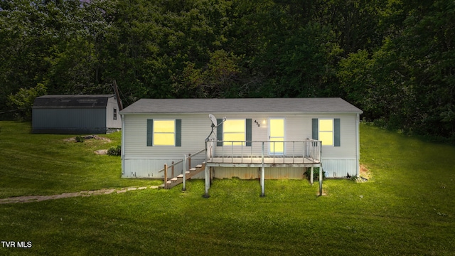 438 Horace Dillow Rd, Limestone, TN 37681 - manufactured / mobile home featuring a front lawn and stairway