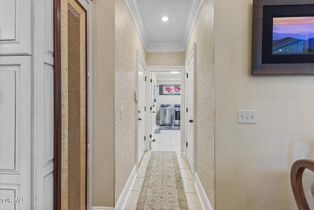 114 Highland Gate Dr, Johnson City, TN 37615 - corridor featuring ornamental molding, light tile patterned floors, and baseboards