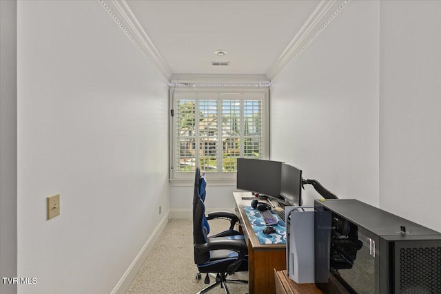 114 Highland Gate Dr, Johnson City, TN 37615 - carpeted office featuring crown molding and baseboards