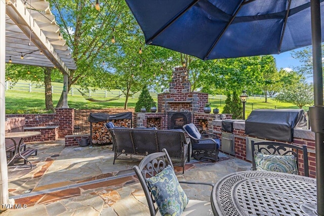 114 Highland Gate Dr, Johnson City, TN 37615 - view of patio featuring an outdoor living space with a fireplace