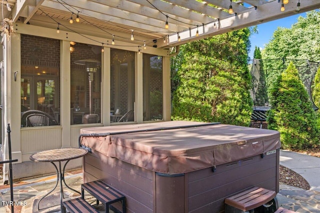114 Highland Gate Dr, Johnson City, TN 37615 - view of patio / terrace featuring a hot tub and a pergola