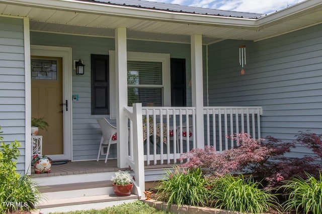 14227 Wellbridge Dr, Meadowview, VA 24361 - doorway to property featuring a porch and metal roof
