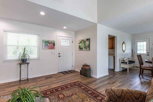 14227 Wellbridge Dr, Meadowview, VA 24361 - entryway with light wood-style floors, baseboards, and recessed lighting