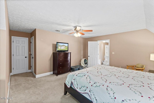 124 Highland Hills Dr, Gray, TN 37615 - bedroom with light colored carpet, a textured ceiling, ceiling fan, and baseboards