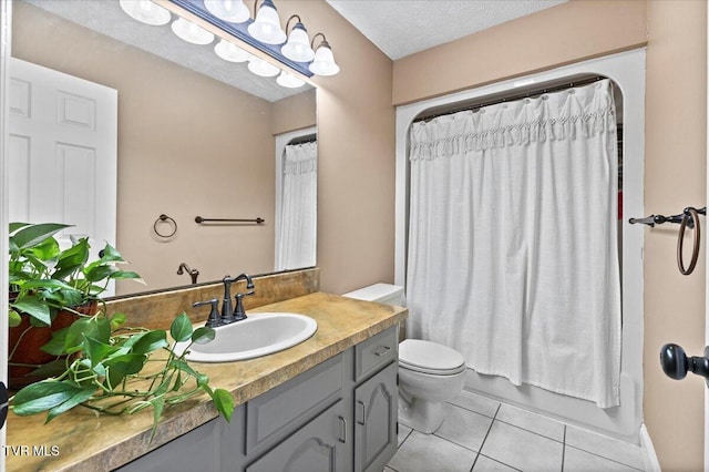 124 Highland Hills Dr, Gray, TN 37615 - bathroom featuring vanity, tile patterned floors, toilet, and shower / bath combo with shower curtain