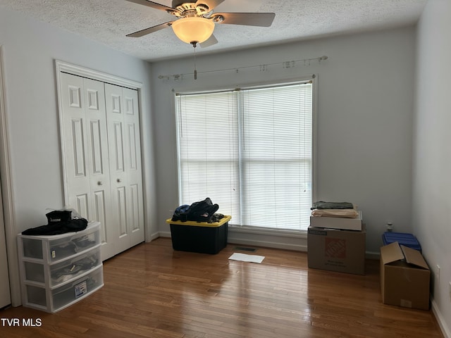 390 Springdale Dr, Bristol, TN 37620 - bedroom with multiple windows, a textured ceiling, wood finished floors, and a closet