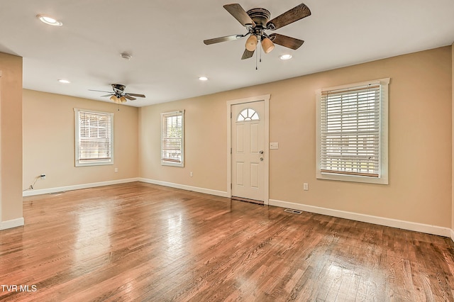 1401 Burgie St, Elizabethton, TN 37643 - entrance foyer with ceiling fan, wood finished floors, baseboards, and recessed lighting