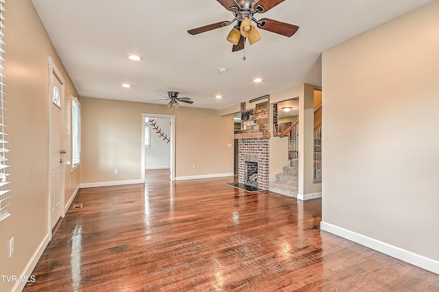1401 Burgie St, Elizabethton, TN 37643 - unfurnished living room with a ceiling fan, recessed lighting, stairway, and baseboards