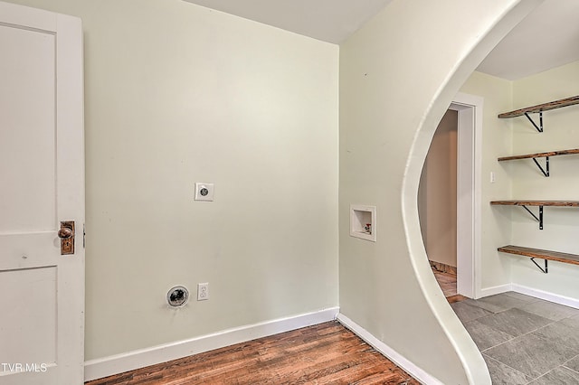 1401 Burgie St, Elizabethton, TN 37643 - laundry area featuring electric dryer hookup, hookup for a washing machine, arched walkways, and baseboards