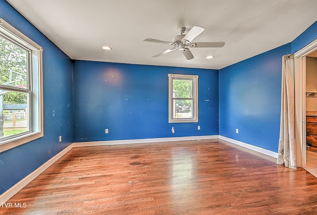 1401 Burgie St, Elizabethton, TN 37643 - unfurnished room with wood finished floors, a ceiling fan, baseboards, and recessed lighting
