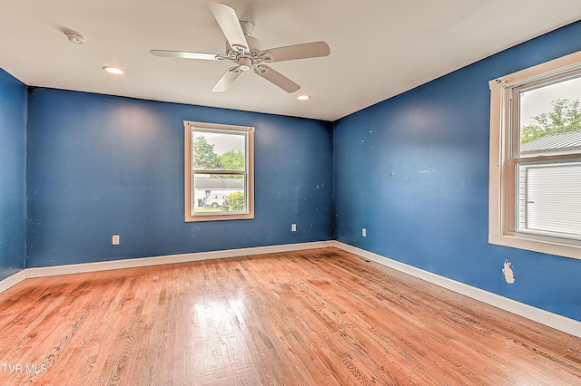 1401 Burgie St, Elizabethton, TN 37643 - empty room featuring wood finished floors, ceiling fan, baseboards, and a smoke detector