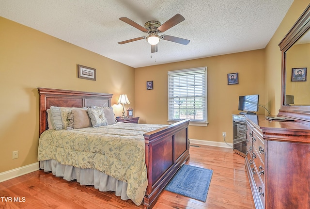 105 Morse Dr, Bristol, TN 37620 - bedroom featuring light wood-style floors, a textured ceiling, baseboards, and a ceiling fan