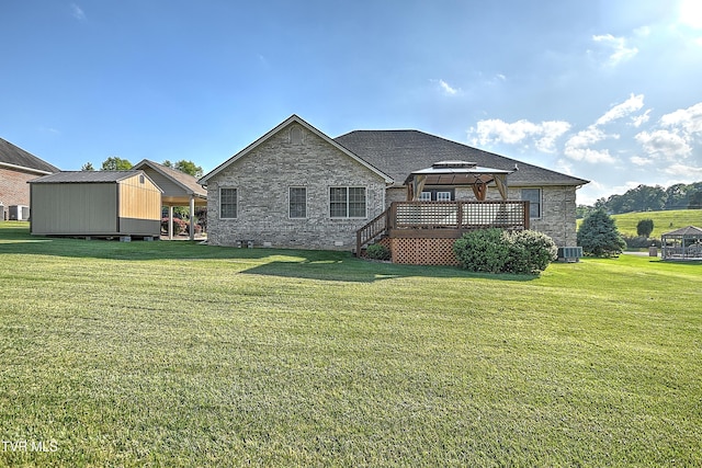 105 Morse Dr, Bristol, TN 37620 - back of property with a gazebo, a lawn, and central AC unit