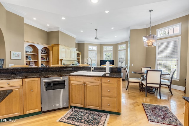 21390 Sheffield Ct, Abingdon, VA 24210 - kitchen with dishwasher, a sink, ornamental molding, plenty of natural light, and recessed lighting