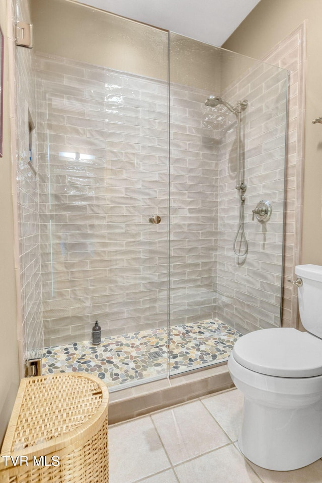 21390 Sheffield Ct, Abingdon, VA 24210 - bathroom featuring toilet, tile patterned floors, and a tile shower