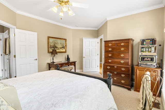 21390 Sheffield Ct, Abingdon, VA 24210 - bedroom with ornamental molding, light colored carpet, and a ceiling fan