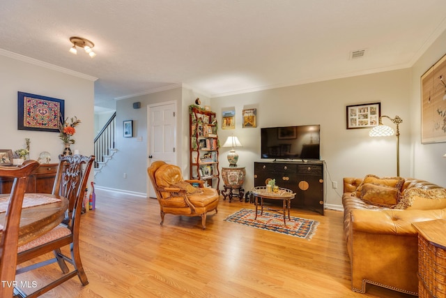 1016 Konnarock Rd # 1, Kingsport, TN 37664 - living room with light wood finished floors, crown molding, stairway, and baseboards