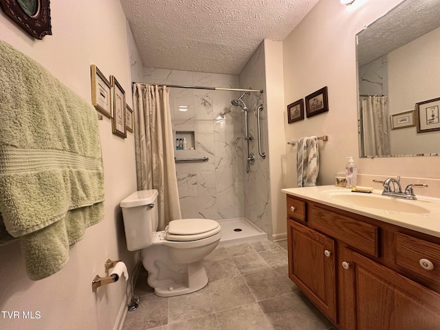 210 Spring St Unit C3, Blountville, TN 37617 - full bath featuring toilet, vanity, a textured ceiling, a marble finish shower, and baseboards