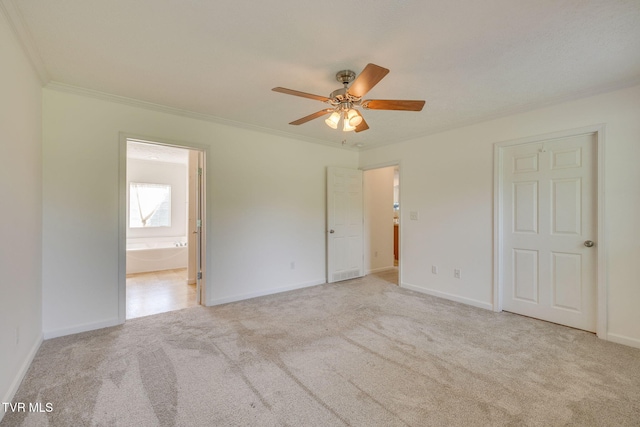 108 Richards Rd, Rogersville, TN 37857 - unfurnished bedroom featuring crown molding, carpet, ensuite bathroom, baseboards, and ceiling fan