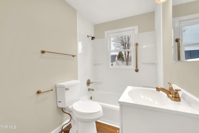 1241 Virginia Ave, Bristol, TN 37620 - full bathroom featuring toilet, vanity, shower / washtub combination, and wood finished floors