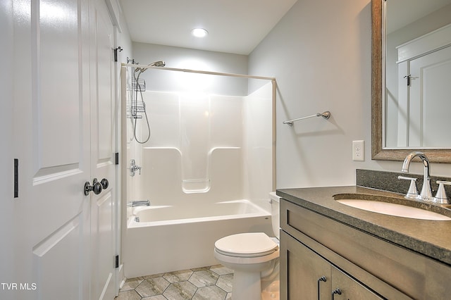 203 Riverwatch Cir, Kingsport, TN 37660 - full bath featuring vanity, tile patterned flooring, toilet, recessed lighting, and shower / tub combination