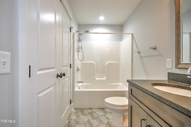 203 Riverwatch Cir, Kingsport, TN 37660 - bathroom with toilet, vanity, tile patterned flooring, bathing tub / shower combination, and recessed lighting