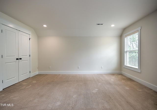 203 Riverwatch Cir, Kingsport, TN 37660 - unfurnished bedroom featuring light colored carpet, recessed lighting, baseboards, lofted ceiling, and a closet