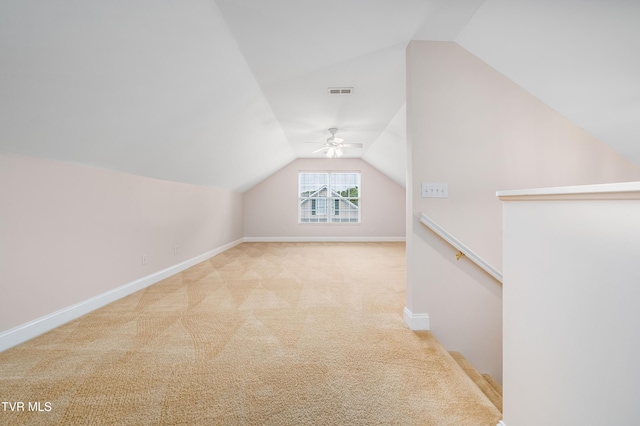 223 Avonlea Pl, Johnson City, TN 37604 - additional living space featuring carpet flooring, vaulted ceiling, a ceiling fan, and baseboards
