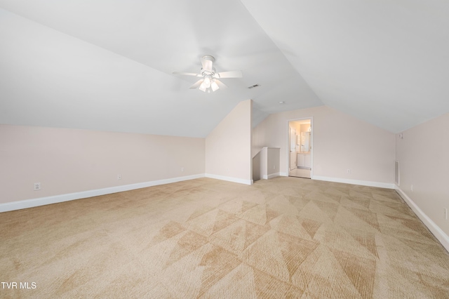223 Avonlea Pl, Johnson City, TN 37604 - bonus room with light colored carpet, lofted ceiling, ceiling fan, and baseboards