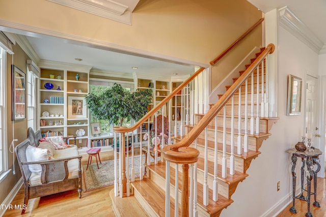 5621 John Gaines Blvd, Kingsport, TN 37664 - stairway with crown molding, wood finished floors, and baseboards