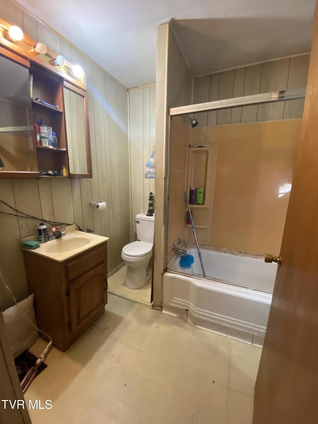 4228 Sullivan Gardens Dr, Kingsport, TN 37660 - bathroom featuring vanity, enclosed tub / shower combo, and concrete floors