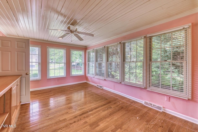 3510 Bondwood Cir, Johnson City, TN 37604 - unfurnished sunroom with baseboards, wood finished floors, and wood ceiling