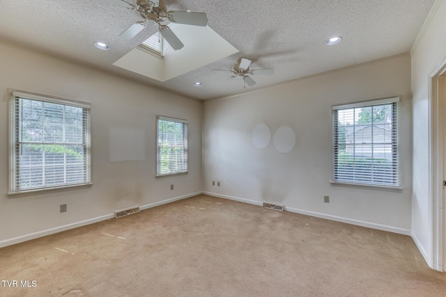 3510 Bondwood Cir, Johnson City, TN 37604 - unfurnished room featuring a ceiling fan, a textured ceiling, light colored carpet, baseboards, and recessed lighting