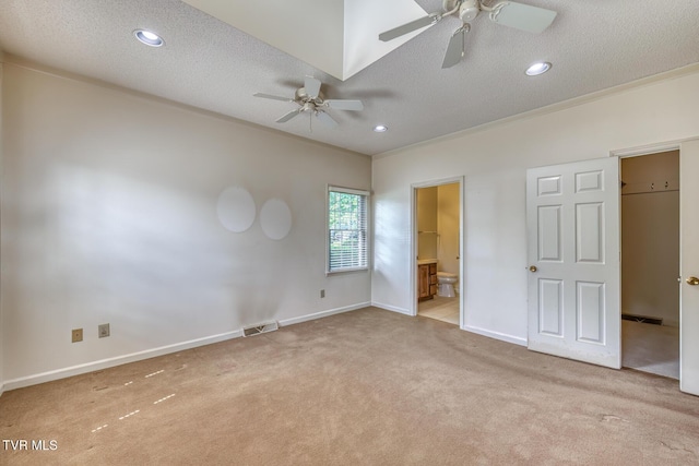3510 Bondwood Cir, Johnson City, TN 37604 - unfurnished bedroom featuring carpet floors, a textured ceiling, baseboards, recessed lighting, and connected bathroom