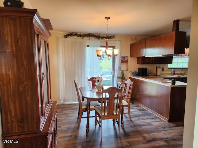 7083 Saint Clair Rd, Whitesburg, TN 37891 - dining space with a chandelier and dark wood-style floors