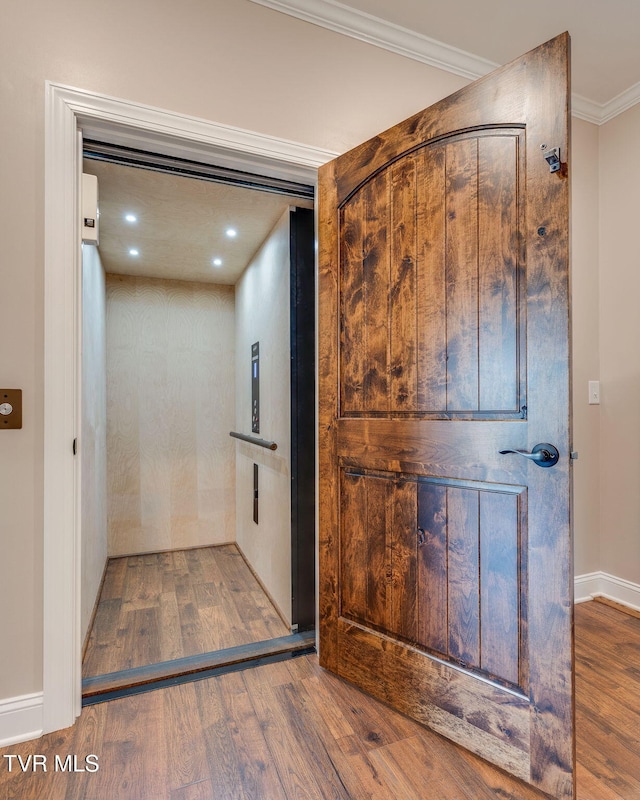 1 Sweetwood Dr, Johnson City, TN 37615 - elevator featuring wood finished floors, ornamental molding, recessed lighting, and baseboards