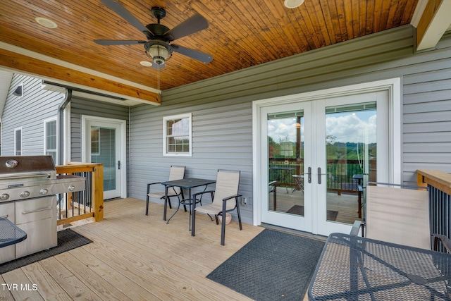 1 Sweetwood Dr, Johnson City, TN 37615 - wooden terrace with french doors, ceiling fan, and grilling area
