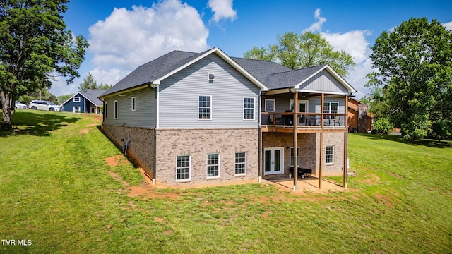 1 Sweetwood Dr, Johnson City, TN 37615 - back of house featuring brick siding, a yard, french doors, a patio, and a deck