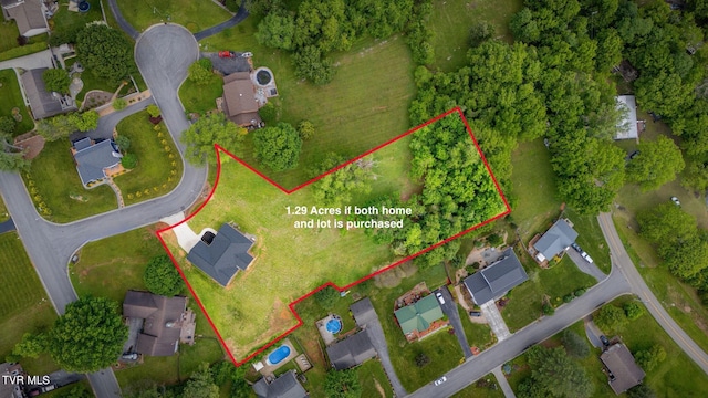1 Sweetwood Dr, Johnson City, TN 37615 - aerial overview of property's location featuring property parcel outlined