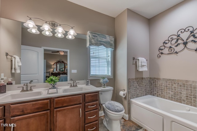 171 Brighton Pl, Bristol, TN 37620 - bathroom with a garden tub, toilet, double vanity, and tile patterned flooring