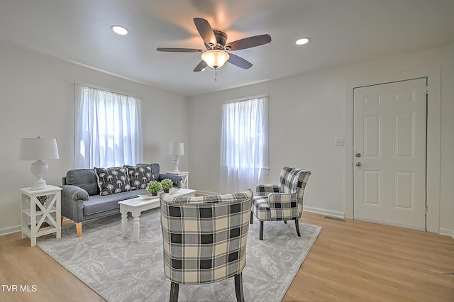 2221 Elizabethton Hwy, Johnson City, TN 37601 - living room with plenty of natural light, light wood-type flooring, ceiling fan, and recessed lighting