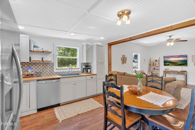 120 Stine St, Bristol, TN 37620 - dining room with recessed lighting, light wood-style flooring, and ceiling fan