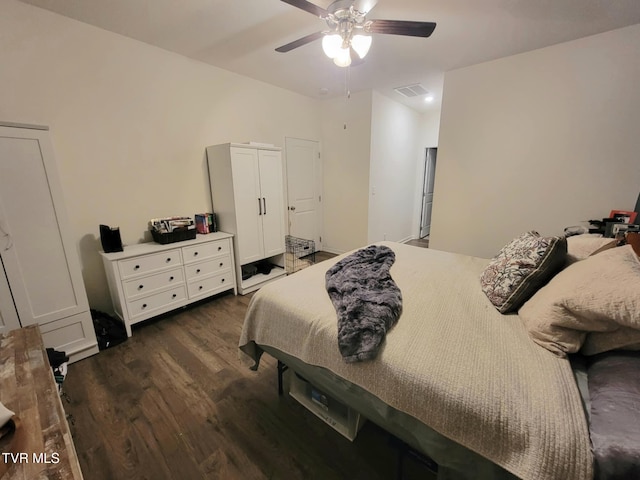 1202 Raccoon Ln, Piney Flats, TN 37686 - bedroom featuring dark wood-style floors and ceiling fan