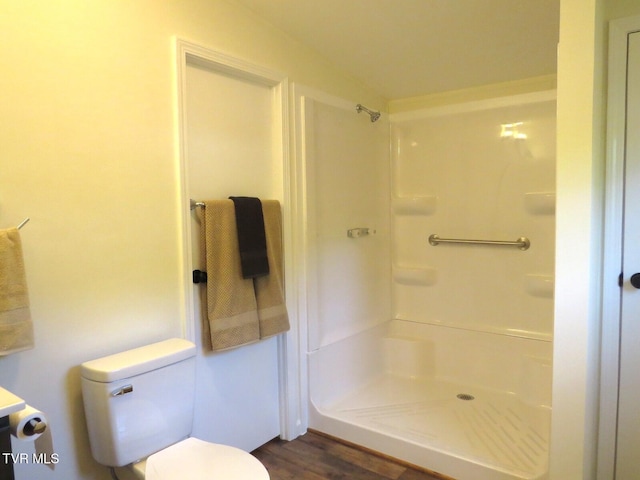 8929 Gateway Dr, Wise, VA 24293 - bathroom with a shower, toilet, wood finished floors, and vanity